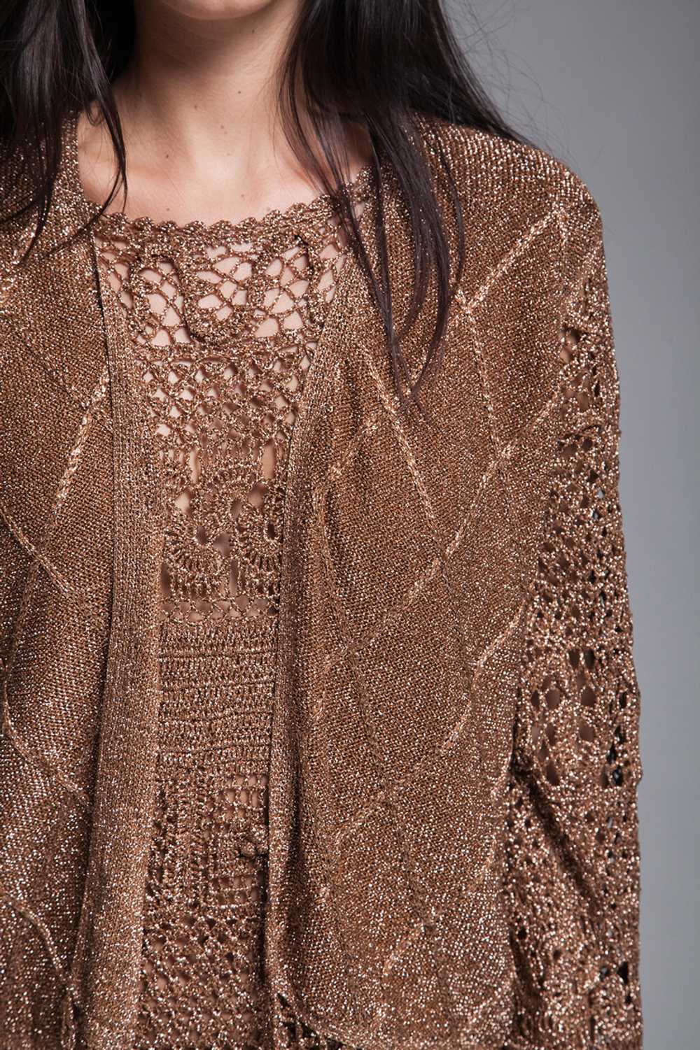 plus size metallic crochet mini dress / tunic ves… - image 8