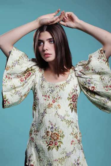 brocade blouse evening top butterfly sleeves flora