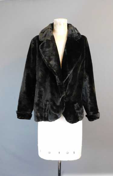 Antique Black Thick Velvet Coat 1800s 1900s, fits 