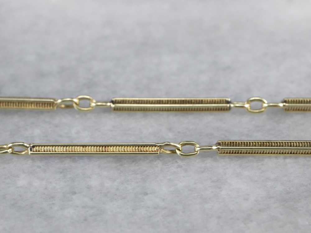 Early Art Deco Green Gold Watch Chain - image 3