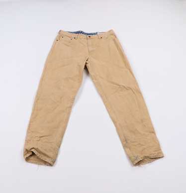 Orvis 1856 Mens 42x30 Stretch Twill Pants 5 Pocket Tan Khaki Flat Front