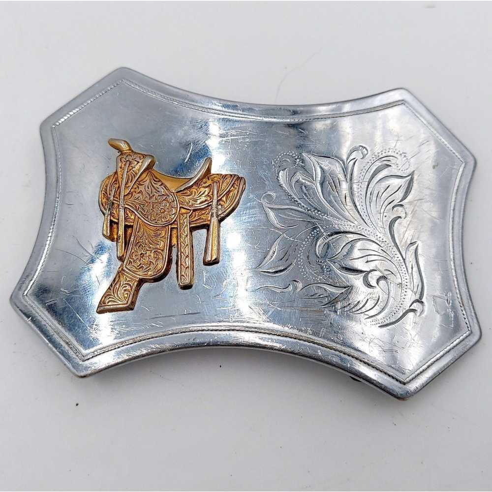 Other Horse Saddle Belt Buckle Vintage Cowboy Wes… - image 1