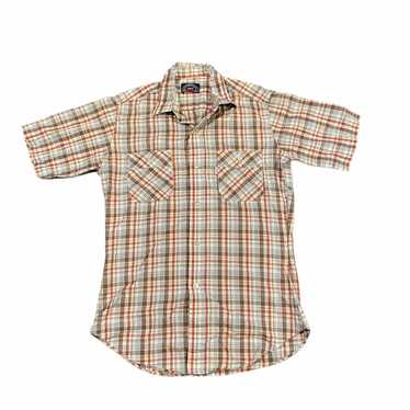 Vintage 70s Plaid Cotton Levis Button Up Shirt M … - image 1