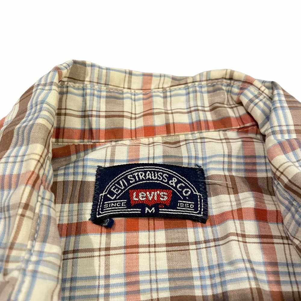 Vintage 70s Plaid Cotton Levis Button Up Shirt M … - image 6