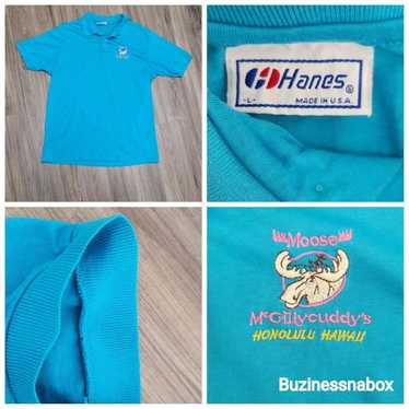 Hanes Vtg Moose Mcgillycuddy Hawaii Polo Shirt