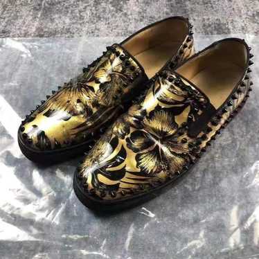 Christian Louboutin Black/Gold Version Pik Boat Flat Pat Shoes – AUMI 4