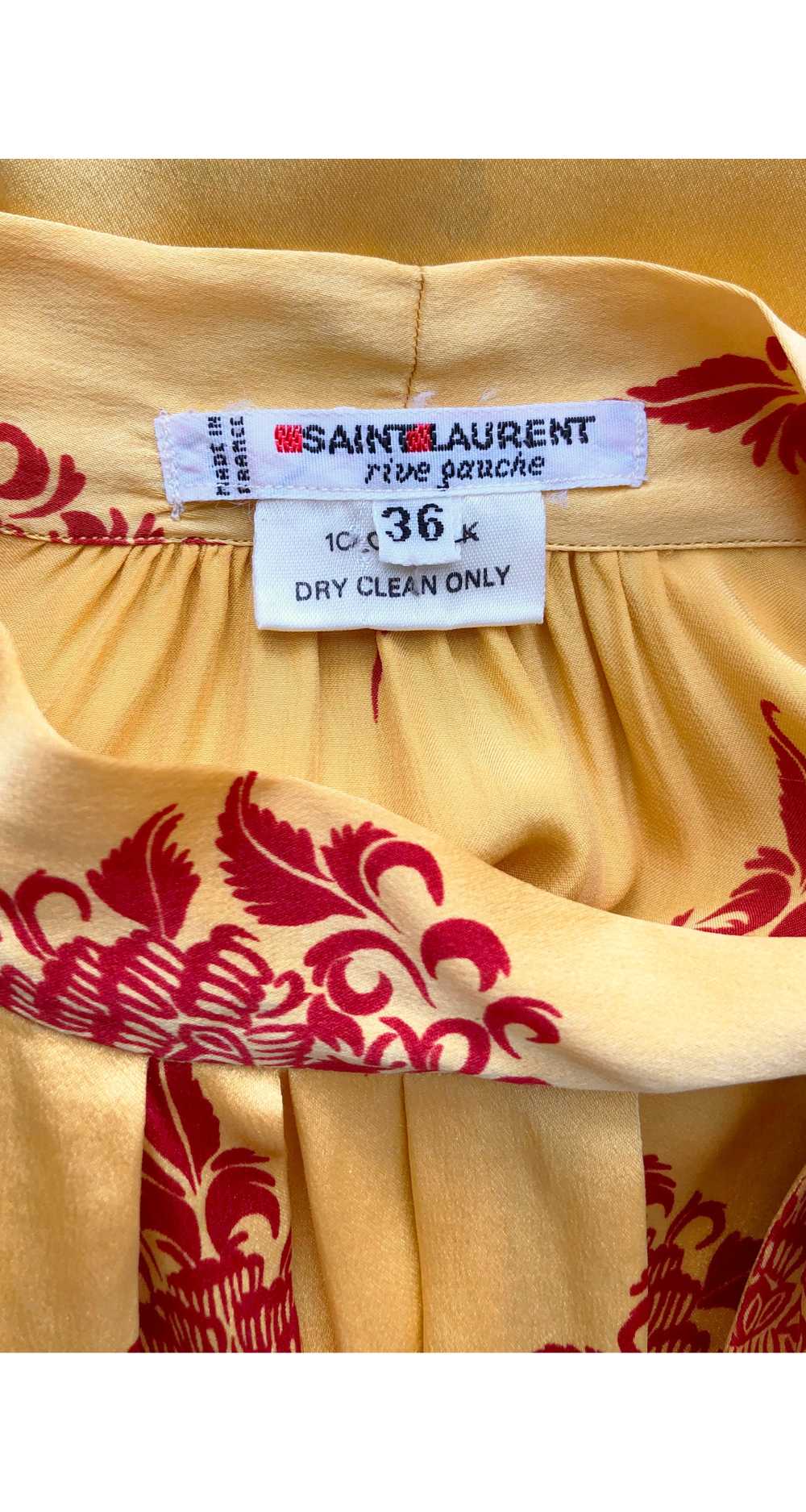 Yves Saint Laurent 1970s Yellow & Red Silk Tie-Ne… - image 6