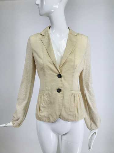 Brunello Cucinelli Cream Cotton & Linen Knit Butto