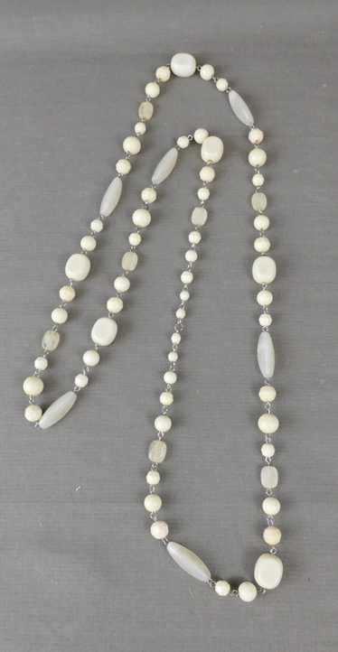 Vintage Ivory Plastic Beads Necklace, 46 inches lo
