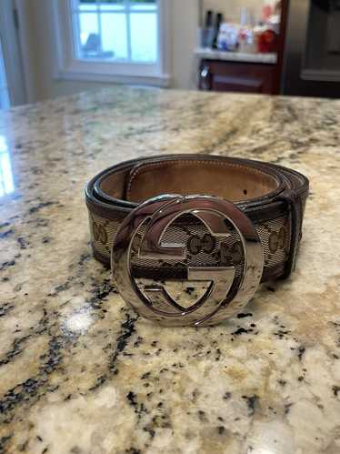 Gucci Gucci Monogram Canvas and Leather Belt