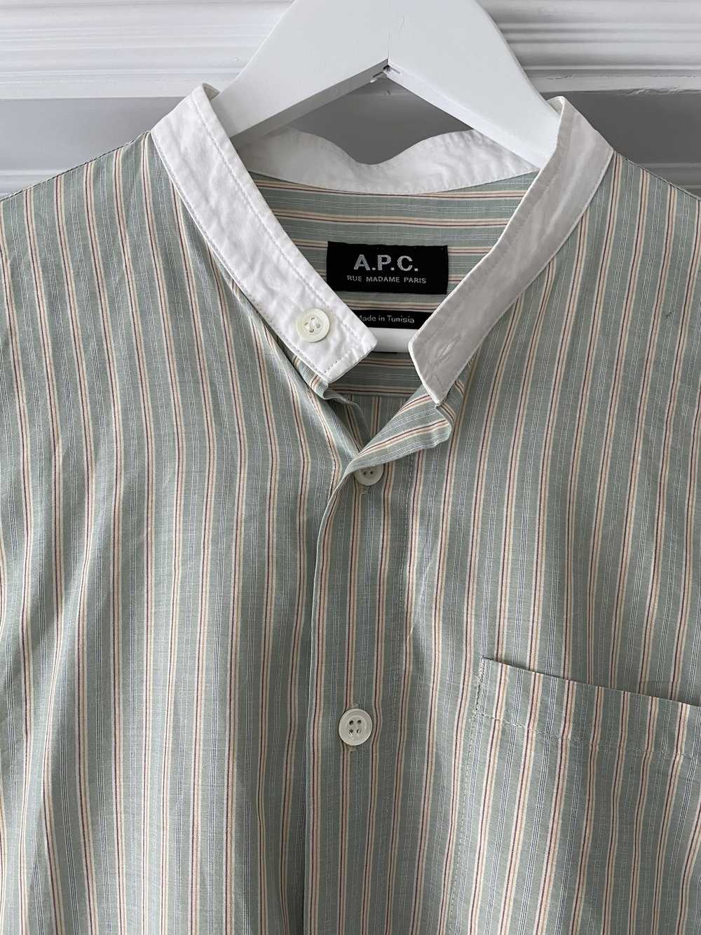 A.P.C. Green Collarless Shirt - image 1