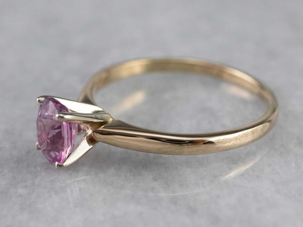Pink Sapphire Gold Solitaire Engagement Ring - image 4