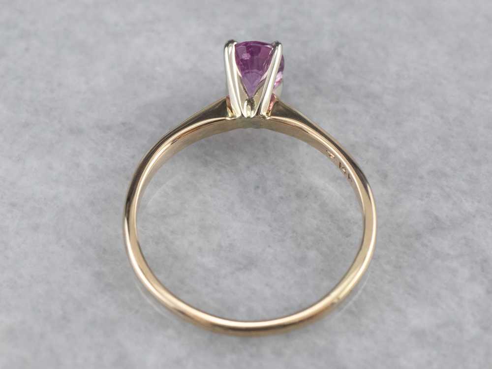 Pink Sapphire Gold Solitaire Engagement Ring - image 5