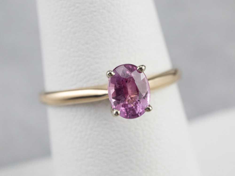 Pink Sapphire Gold Solitaire Engagement Ring - image 7