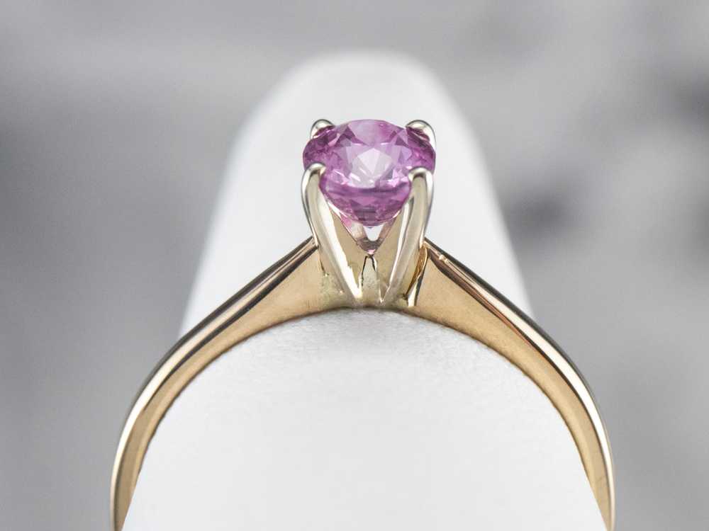 Pink Sapphire Gold Solitaire Engagement Ring - image 8