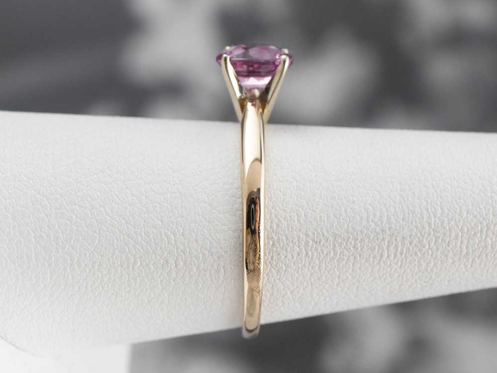 Pink Sapphire Gold Solitaire Engagement Ring - image 9