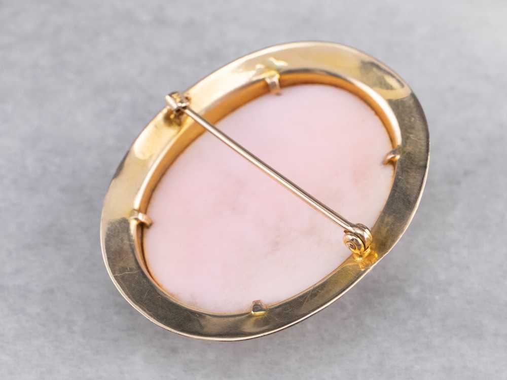 Vintage Pink Shell Cameo Brooch - image 5