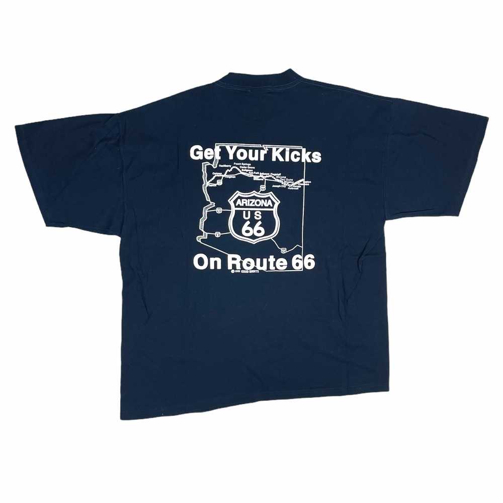 Vintage Vintage 90s Route 66 Puff Paint Navy Tee … - image 1