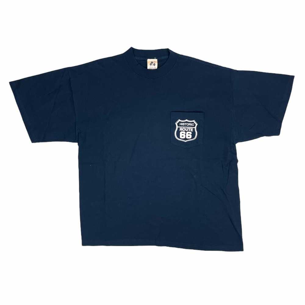Vintage Vintage 90s Route 66 Puff Paint Navy Tee … - image 2