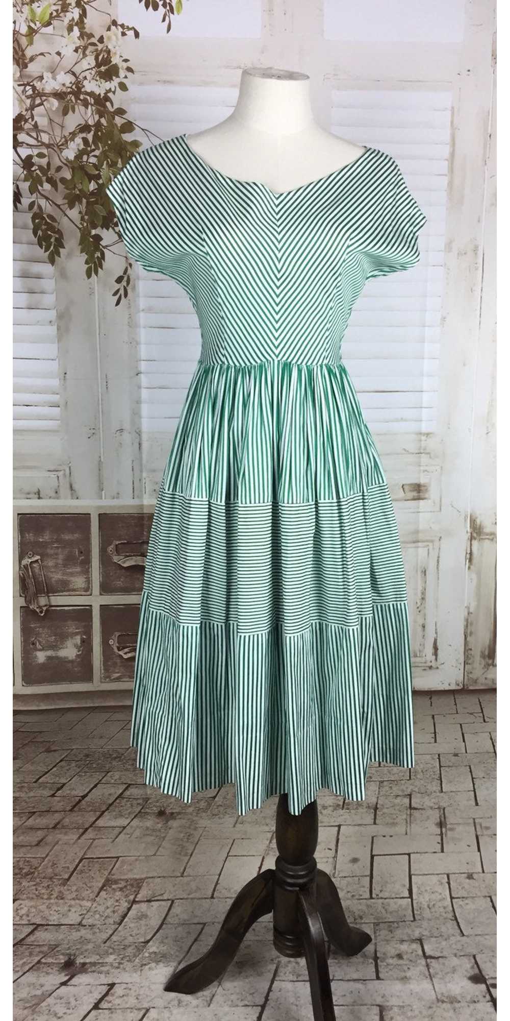 Original 1950s 50s Vintage Emerald Green And Whit… - image 2