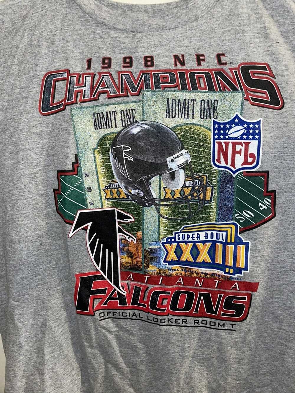 Vintage 90s Atlanta Falcons 1998 Super Bowl Champions T Shirt Size XL Black