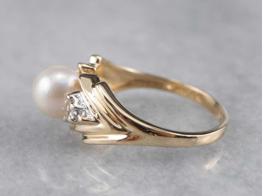 Vintage Pearl and Diamond Ring - image 4