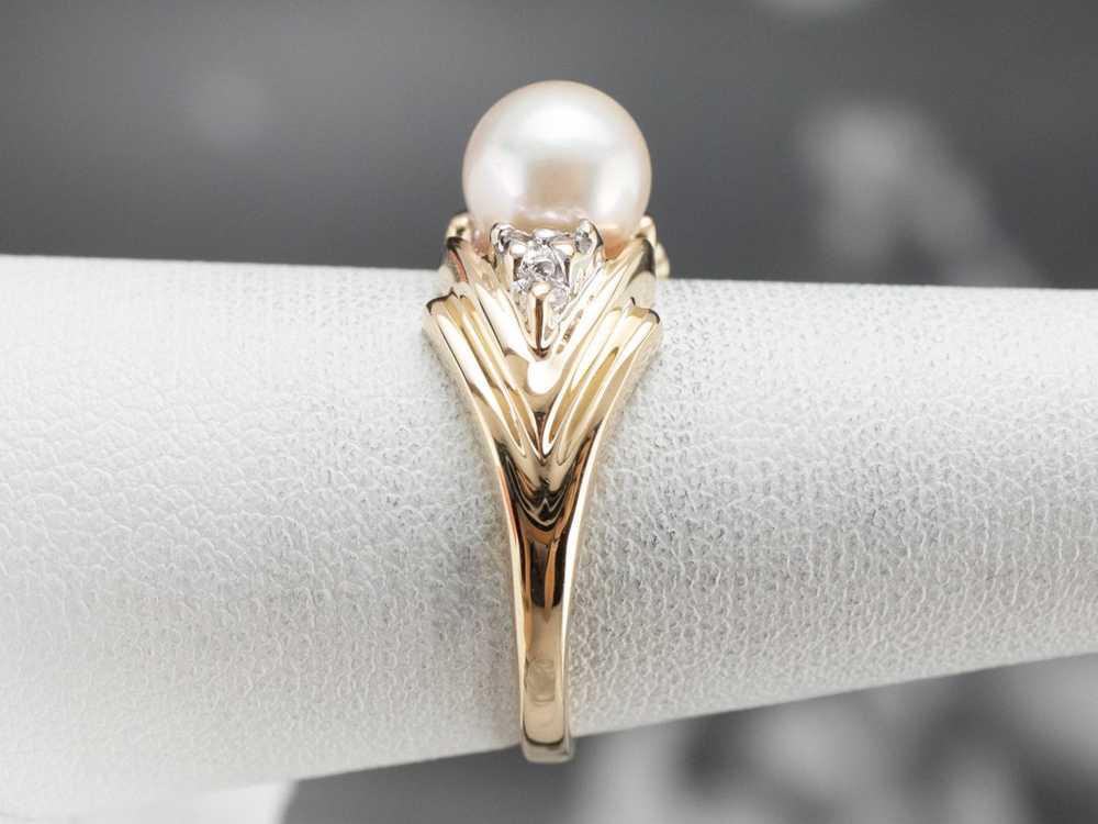 Vintage Pearl and Diamond Ring - image 9