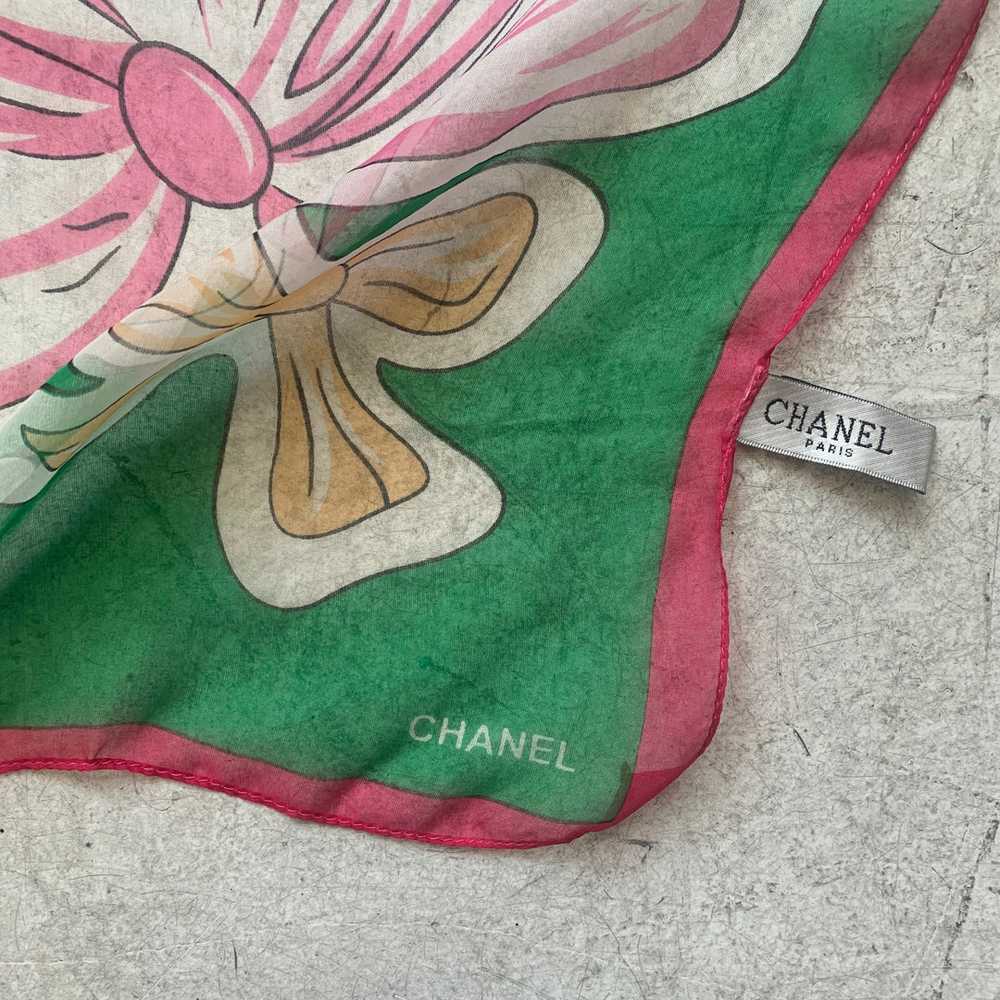 90s Chanel Bow Sheer Silk scarf - image 5