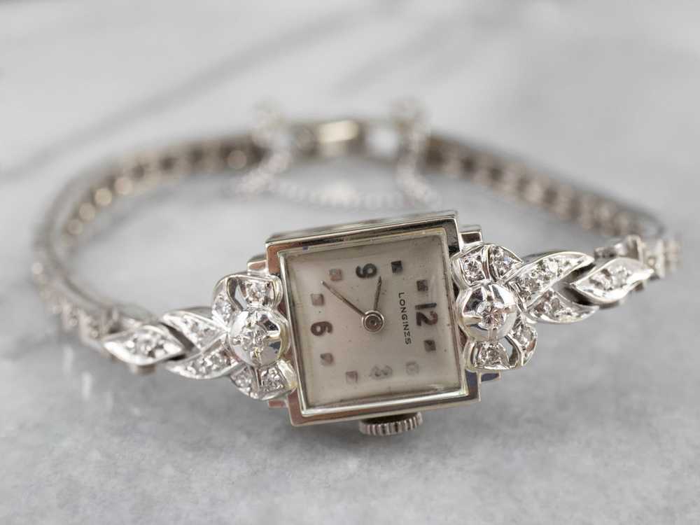 Ladies Longines White Gold and Diamond Wrist Watch - image 1
