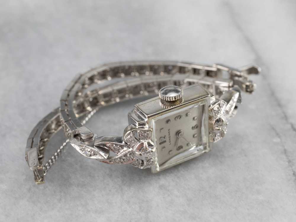 Ladies Longines White Gold and Diamond Wrist Watch - image 5