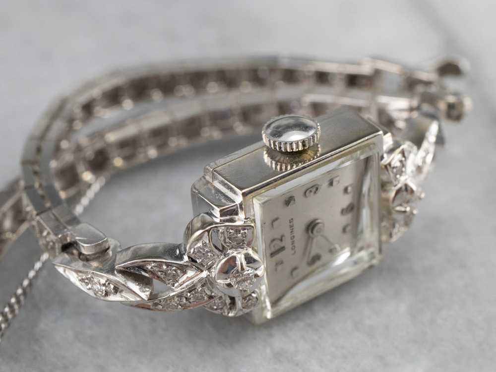 Ladies Longines White Gold and Diamond Wrist Watch - image 7