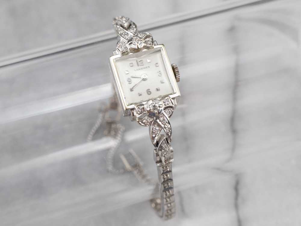 Ladies Longines White Gold and Diamond Wrist Watch - image 8