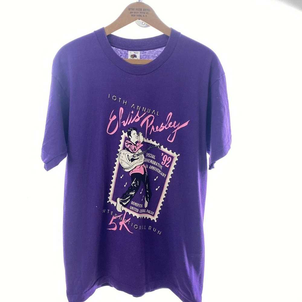 Vintage Elvis Presley Run 1992 M Purple T-shirt A… - image 1