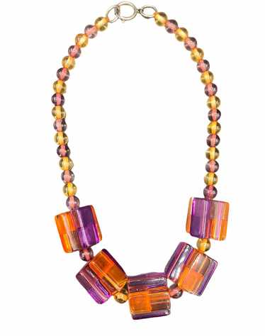 90s Fun Times Purple and Orange Lucite Necklace