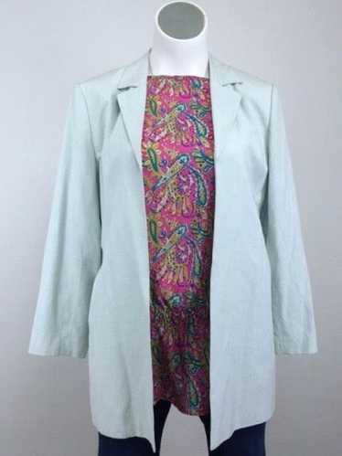 Talbots Size 14 Pale Mint Green Silk Linen Blazer - image 1