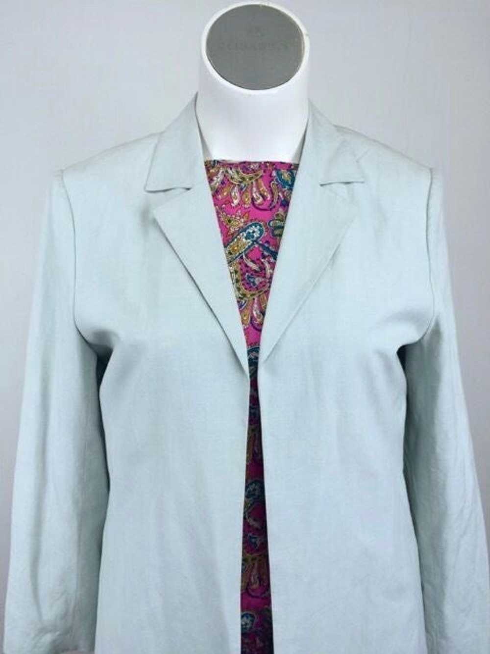 Talbots Size 14 Pale Mint Green Silk Linen Blazer - image 2