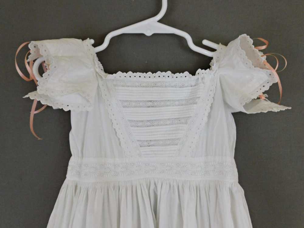 Victorian Infant Baby Gown, Cotton Embroidered, f… - image 3
