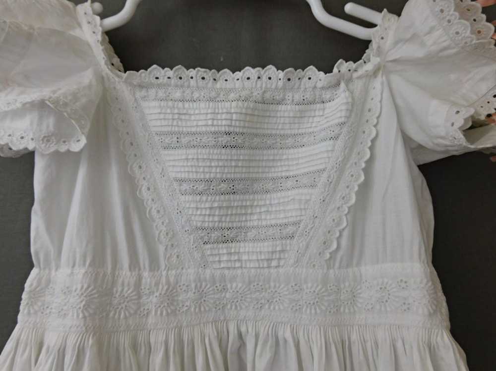 Victorian Infant Baby Gown, Cotton Embroidered, f… - image 4