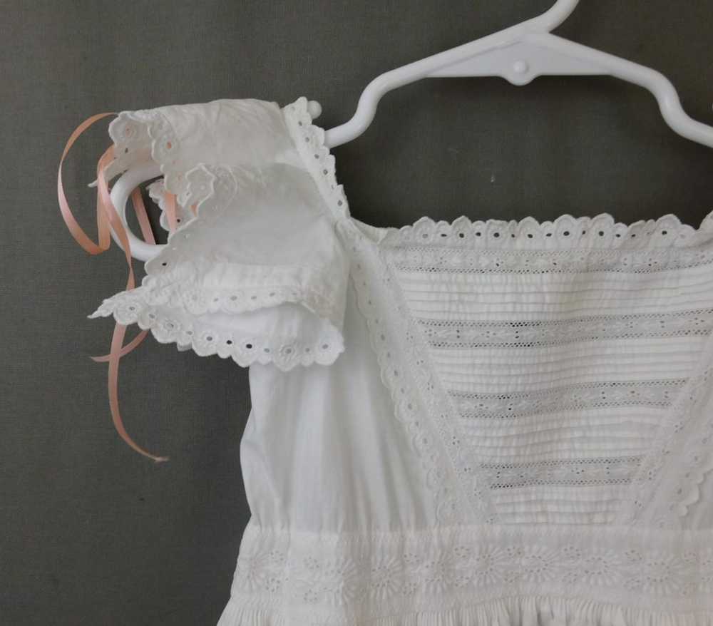 Victorian Infant Baby Gown, Cotton Embroidered, f… - image 7