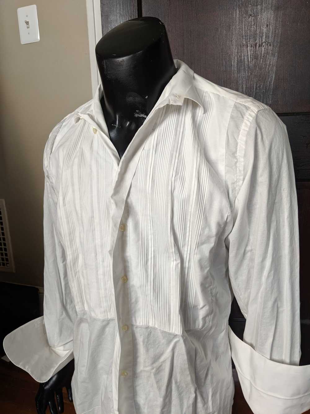 Italian Designers Gorena white pleated tuxedo shi… - image 1
