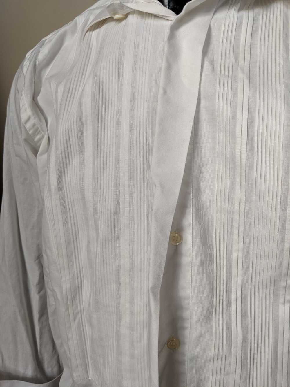Italian Designers Gorena white pleated tuxedo shi… - image 8
