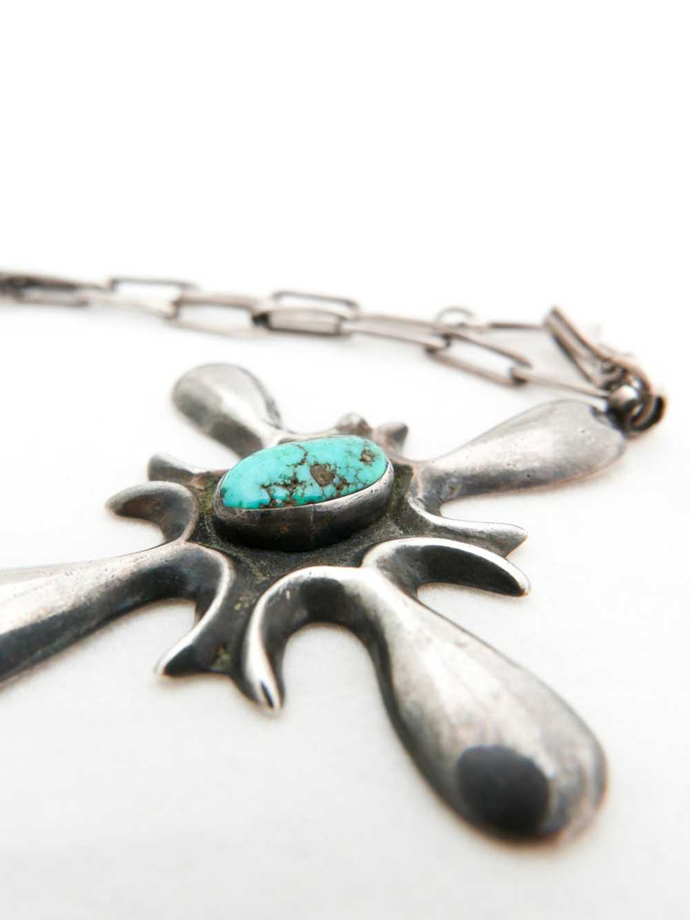 Turquoise & Sterling MCM Cross Necklace - image 4