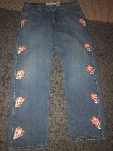 Levi's Custom flaming skull jeans ❤️‍🔥- baggy fit