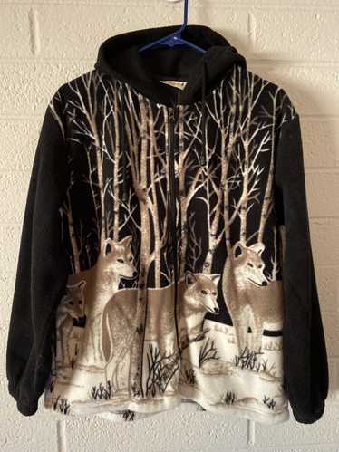 Vintage Angderson AZ Wolf 2 sided full zip hoodie