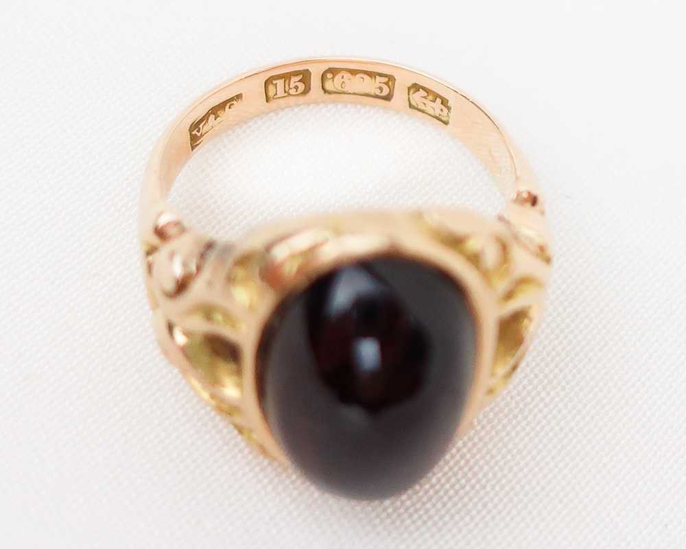 Victorian Garnet Cabochon Ring - image 2