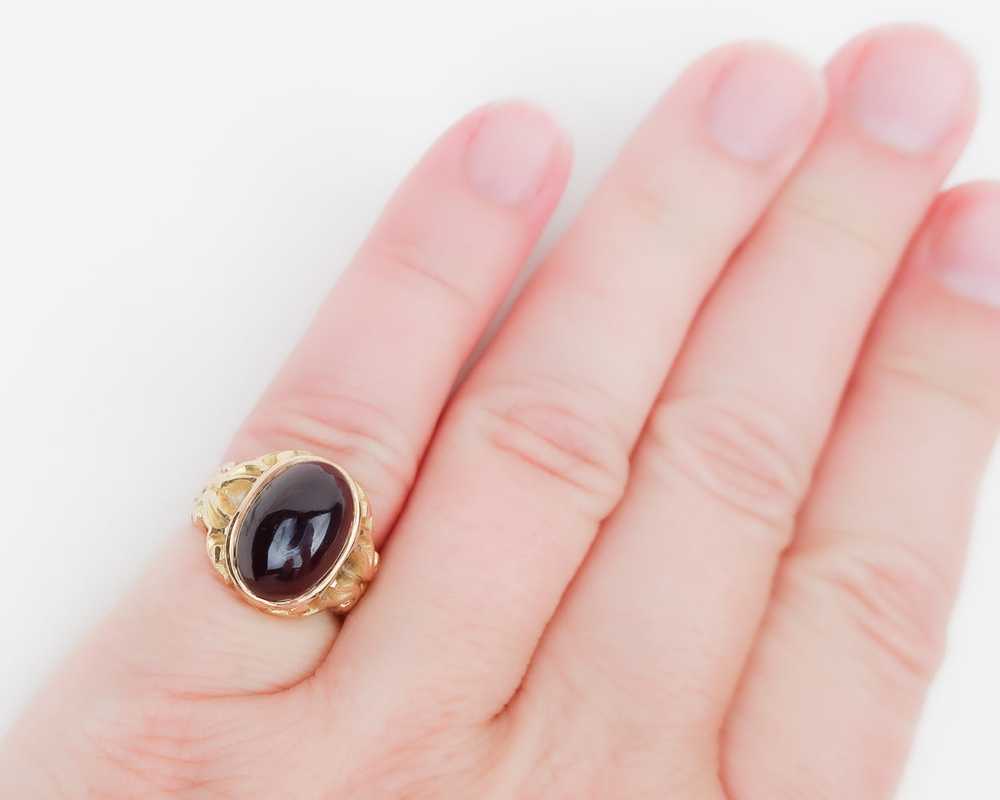 Victorian Garnet Cabochon Ring - image 4