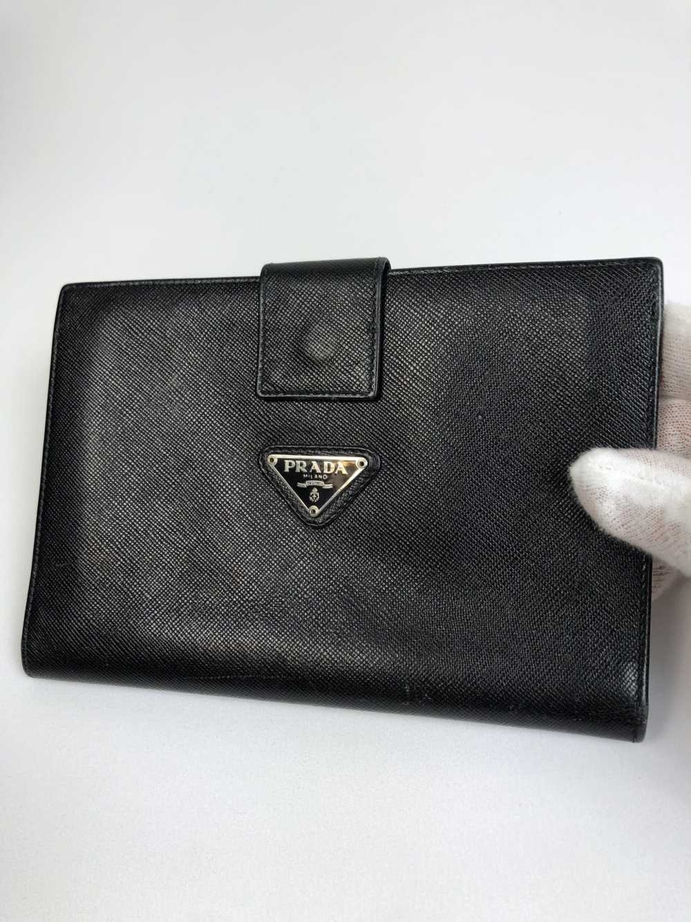 Prada Prada tessuto nero leather long wallet - image 1