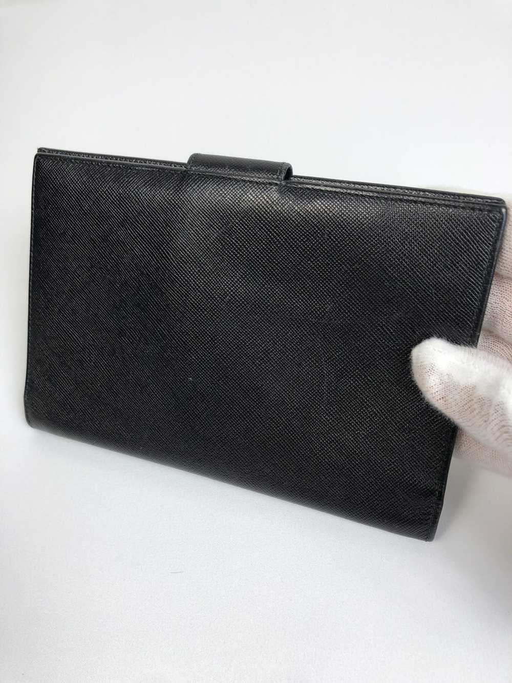 Prada Prada tessuto nero leather long wallet - image 2