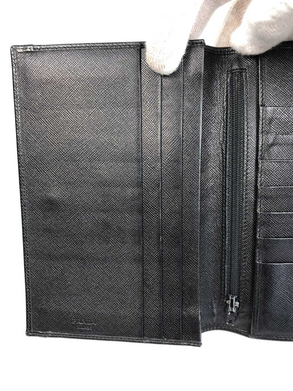 Prada Prada tessuto nero leather long wallet - image 3