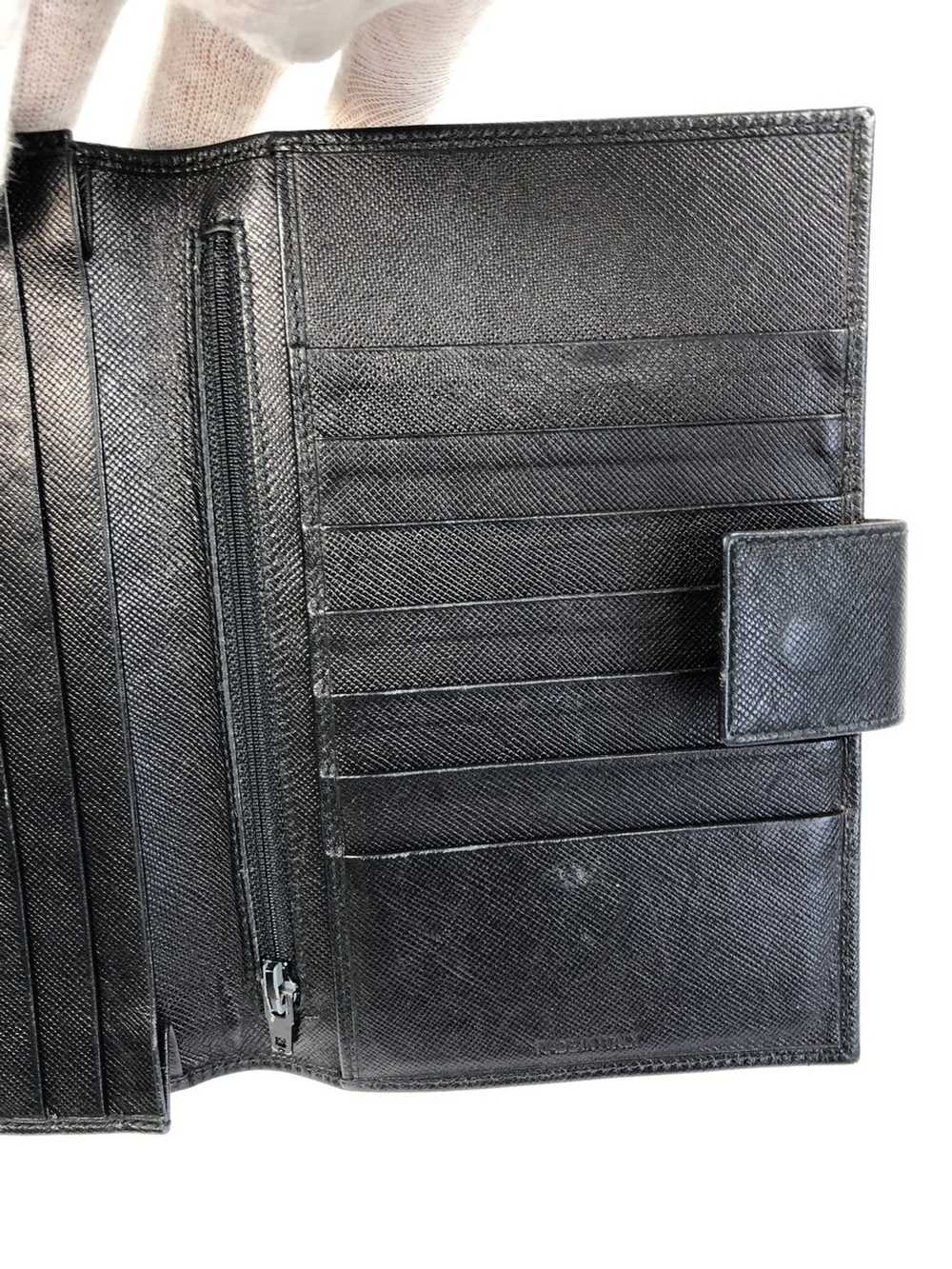 Prada Prada tessuto nero leather long wallet - image 4